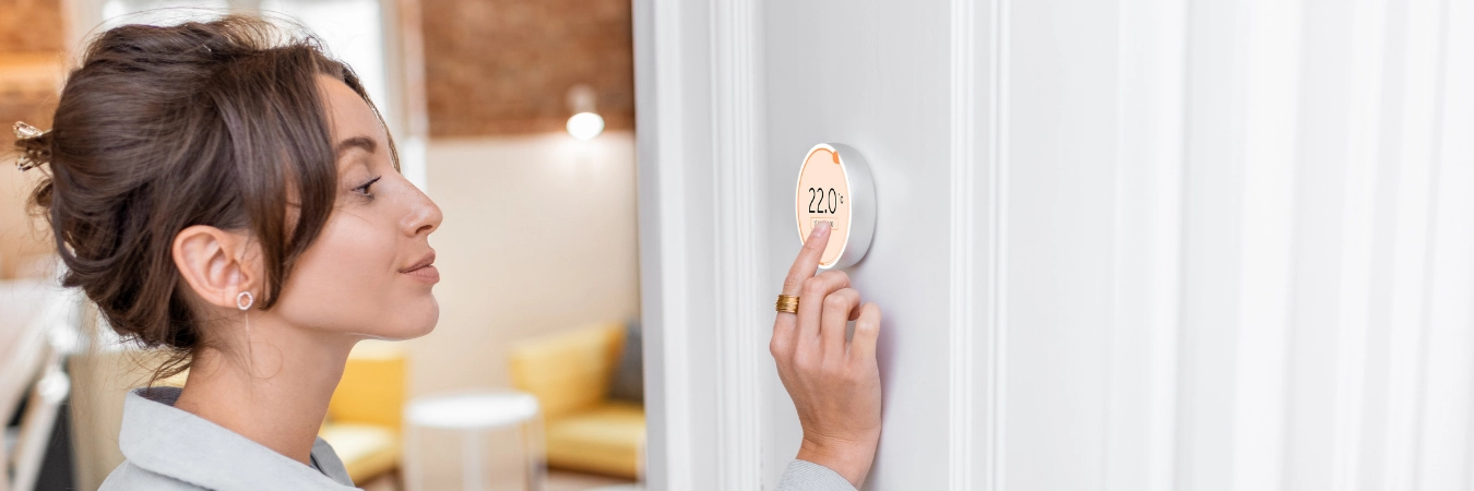 evin sıcaklığını ayarlayan kadın