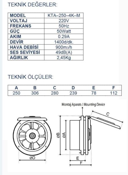Ayas 25 cm Kapaklı Aspiratör