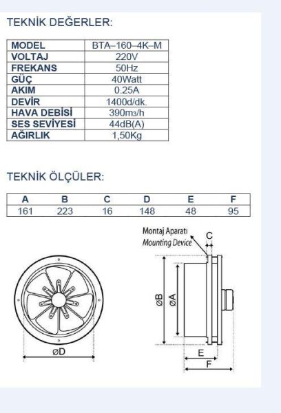 Ayas 16 cm Cam Aspiratörü