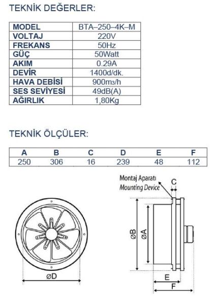 Ayas 25 cm Cam Aspiratörü
